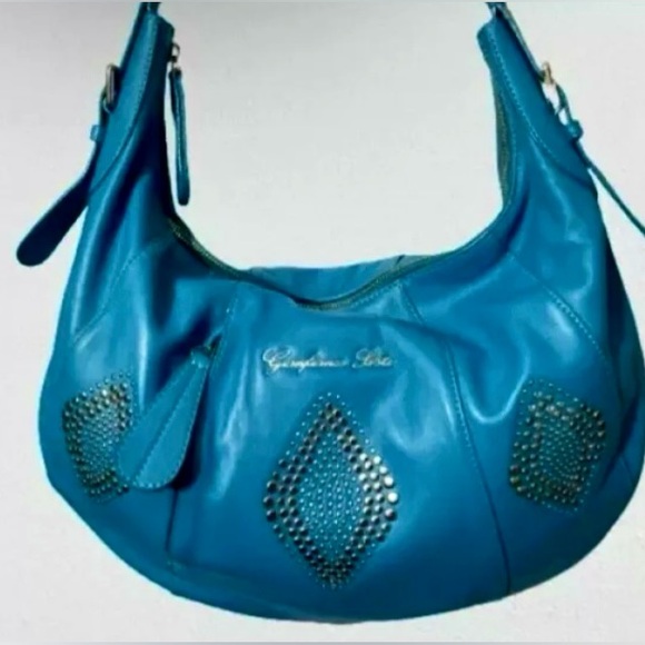 Gianfranco Sisti Butter Soft Italian Leather Large Hobo Bag Studded Accent - Picture 2 of 7